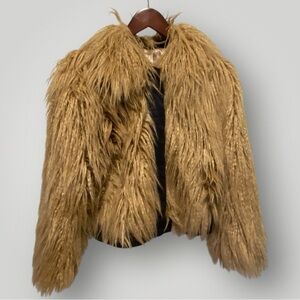 H&M Trend Textured Faux Fur Cropped Jacket